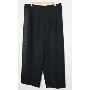 Spanx Pants 2X Tall Black Ponte Pleated Barrel Leg Trouser Tuxedo Stripe NEW